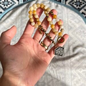 سبحة حجر اصفر ملون