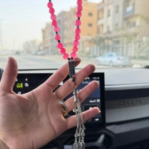 سبحة حجر عقيق فوشيا