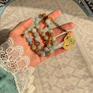 سبحة عقيقي فيروز ميكس بني جولد